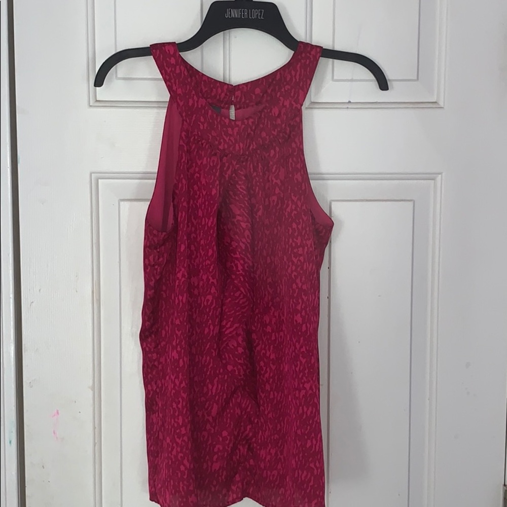 Dark pink top with ruffle